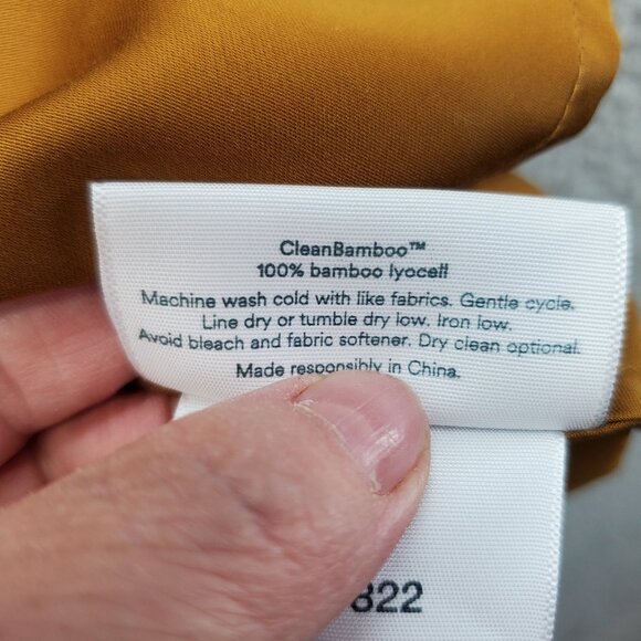 Ettitude Womens Sateen Cami Bamboo Gold Pullover V neck Adjustable Strap L New - Picture 6 of 7